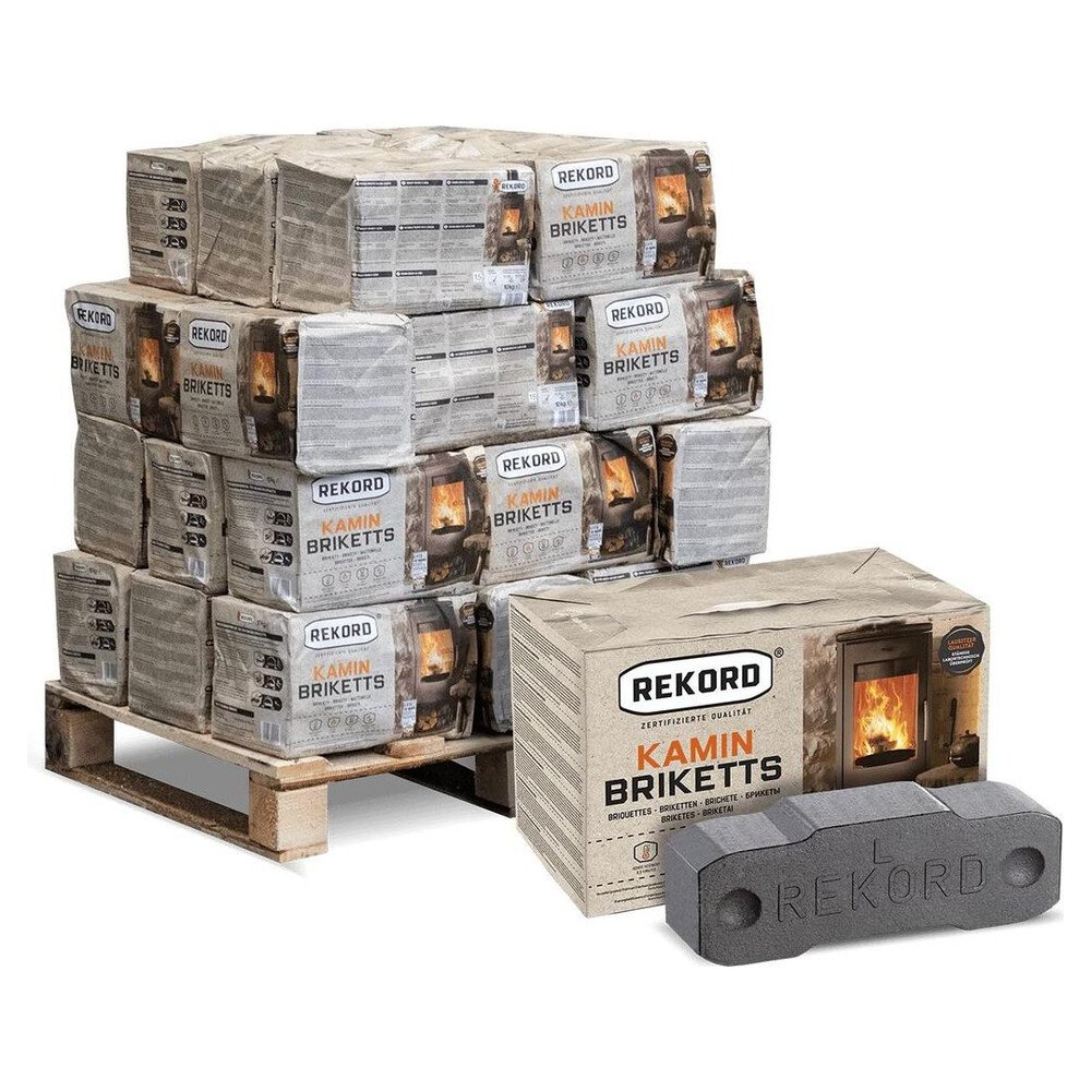 Rekord Braunkohlebriketts in Papierverpackung 10kg x 30 Paket 300kg Palette