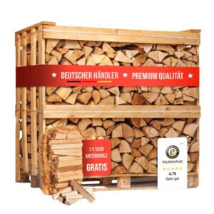 1 RM PREMIUM Buchen Brennholz | 25cm | kammergetrocknet | auf Palette | 500kg | Kaminholz | 1,6 SRM
