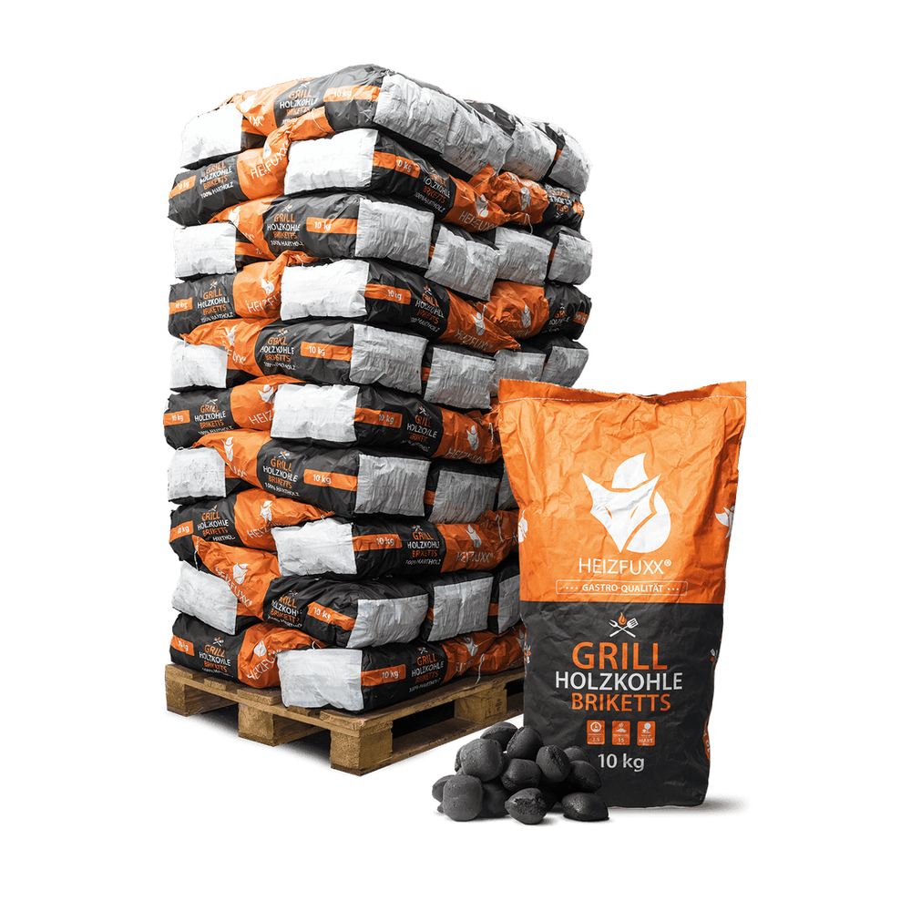 Heizfuxx Grillkohle Briketts 10 kg x 60 Sack