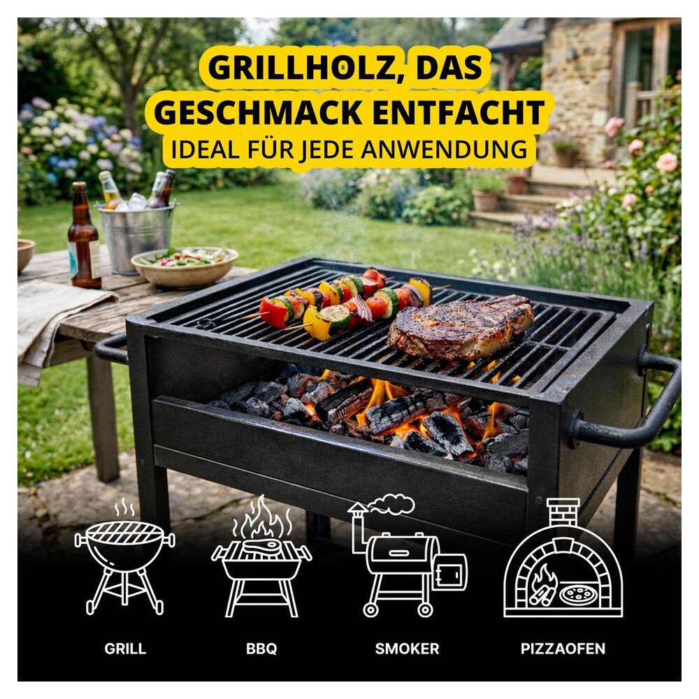 Neandertaler Feuer Brennholz Eichenholz Kaminholz - Grillholz 25 cm 300 kg | Hartholz Eichen Feuerholz | Holz für Grill Kamin Smoker Ofen | Firewood – Bild 3