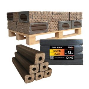 PINI Kay Eichenholzbriketts 33 cm 300 kg Palette Hartholzbriketts Brennholz Eiche Kamin Ofen Feuerstelle Grill