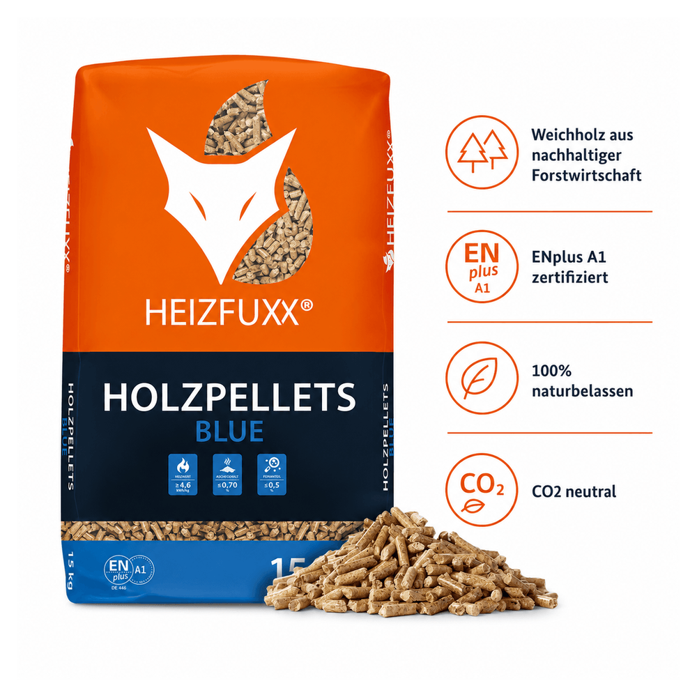 Heizfuxx Holzpellets Weichholz 6 mm ENplus A1 15 kg x 65 Sack – Bild 3