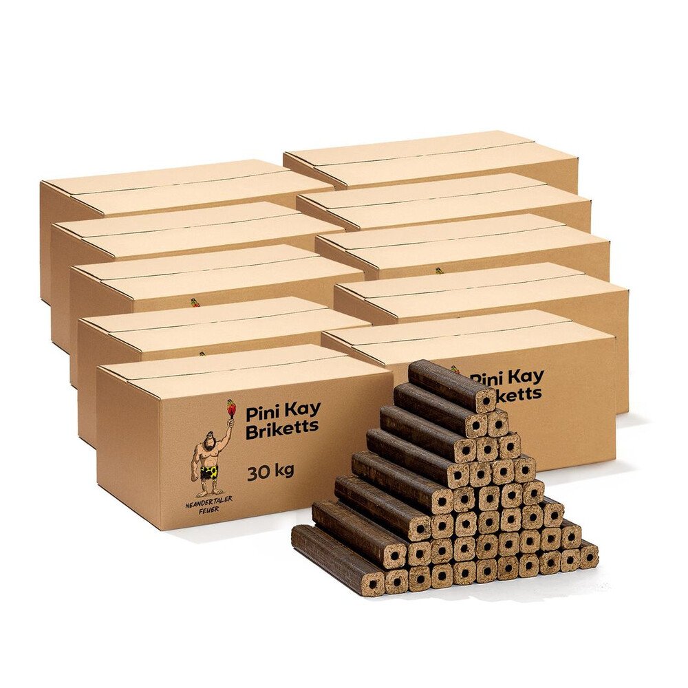 Neandertaler Feuer Holzbriketts PiniKay Hartholzbriketts 300 kg Kaminbriketts Briketts Kamin Ofen Grill Briquettes Brikett Holzbrikett Gluthalter