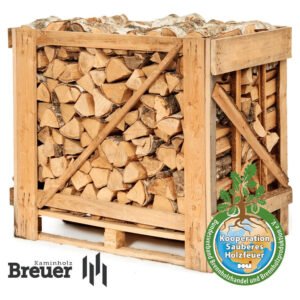 1 RM PREMIUM Birken Brennholz | 25cm | kammergetrocknet | auf Palette | 500kg | Kaminholz | 1,6 SRM