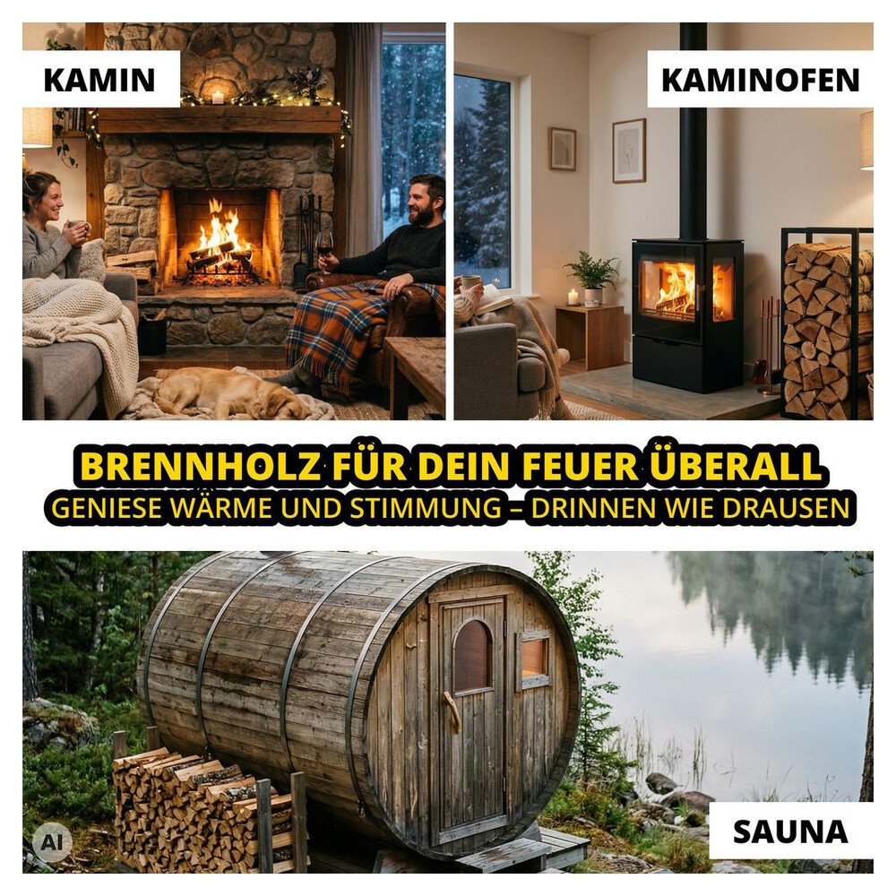 Neandertaler Feuer Brennholz Eichenholz Kaminholz - Grillholz 25 cm 300 kg | Hartholz Eichen Feuerholz | Holz für Grill Kamin Smoker Ofen | Firewood – Bild 5