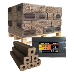 PINI Kay Eichenholzbriketts 23 cm 630 kg Palette Hartholzbriketts Brennholz Eiche Kamin Ofen Feuerstelle Grill
