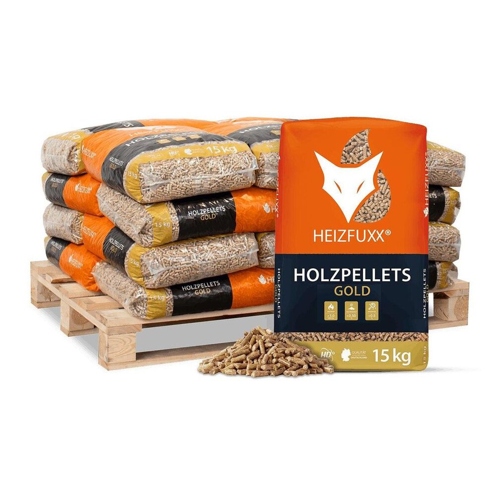 Heizfuxx Gold HD-Qualität ENplus A1 Holzpellets Nadelholz 15kg x 20 Sack 300kg Palette