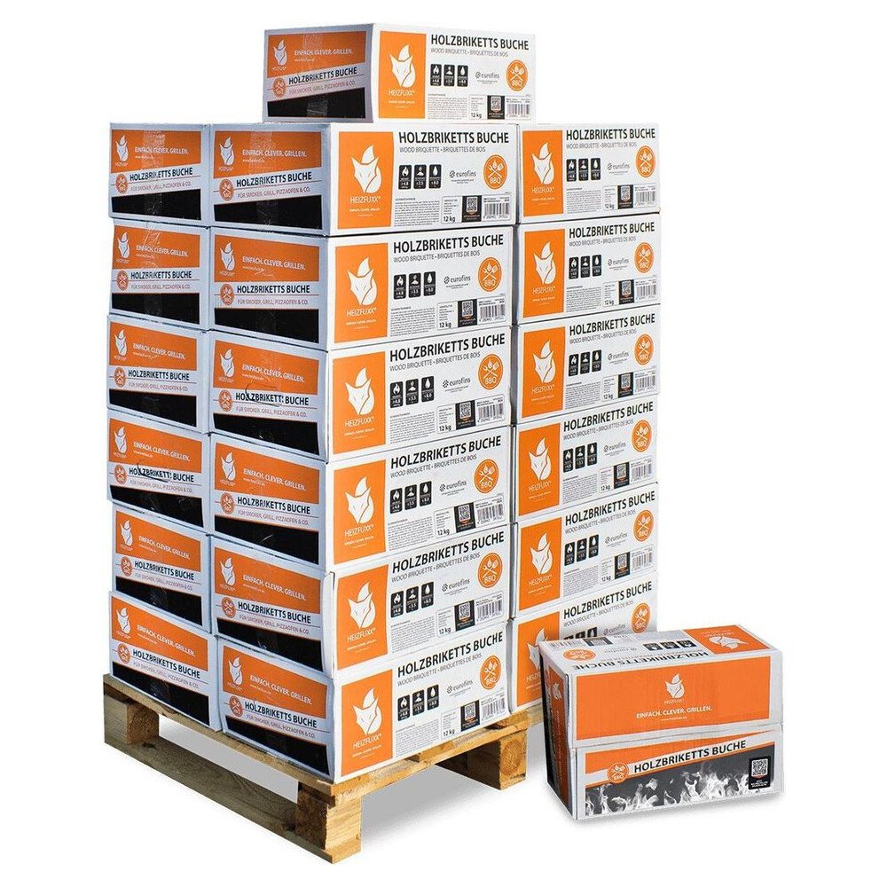 Heizfuxx Nestro M Holzbriketts Hartholz im Karton 12kg x 25 Karton 300kg Palette