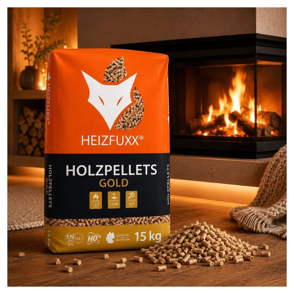 Heizfuxx Gold HD-Qualität ENplus A1 Holzpellets Nadelholz 15kg x 20 Sack 300kg Palette – Bild 6