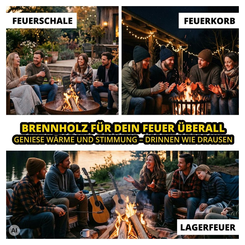 Neandertaler Feuer Brennholz Eichenholz Kaminholz - Grillholz 25 cm 300 kg | Hartholz Eichen Feuerholz | Holz für Grill Kamin Smoker Ofen | Firewood – Bild 6