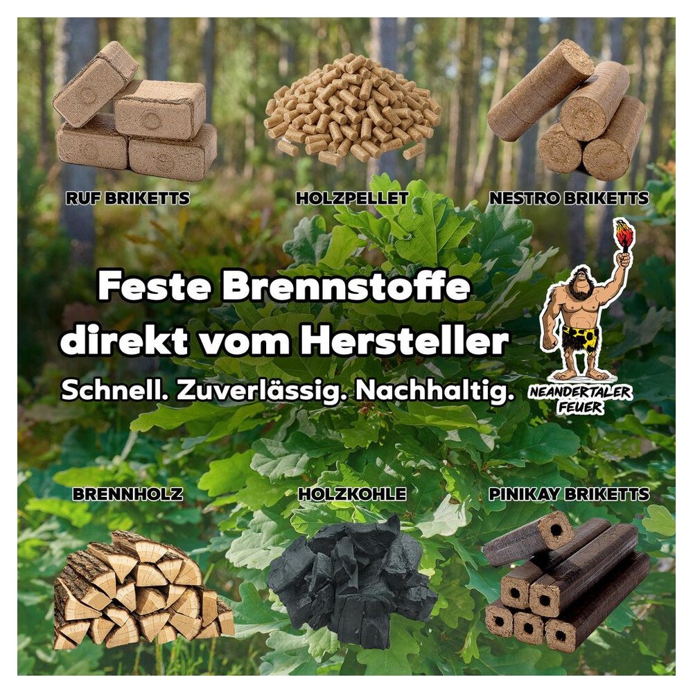 Neandertaler Feuer Holzbriketts PiniKay Hartholzbriketts 300 kg Kaminbriketts Briketts Kamin Ofen Grill Briquettes Brikett Holzbrikett Gluthalter – Bild 6