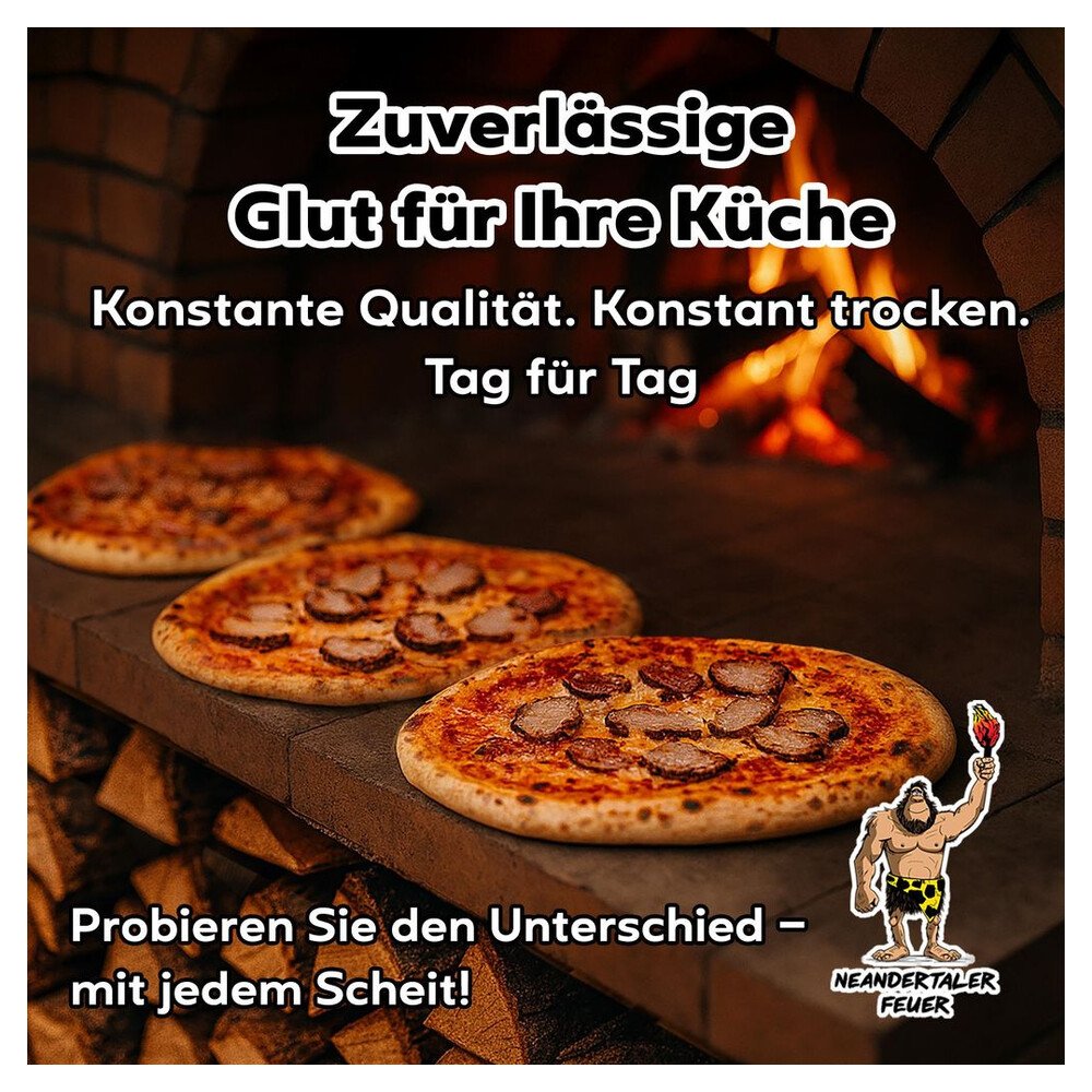 Neandertaler Feuer Brennholz Eichenholz Kaminholz - Grillholz 25 cm 300 kg | Hartholz Eichen Feuerholz | Holz für Grill Kamin Smoker Ofen | Firewood – Bild 8