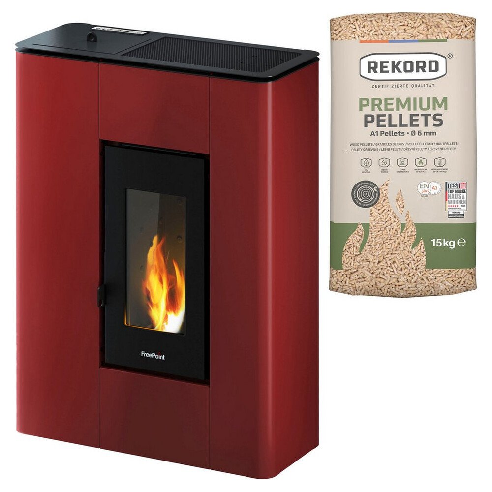 Freepoint Pelletofen »Atrium 5« Bordeaux, 5,2 kW, Zeitbrand