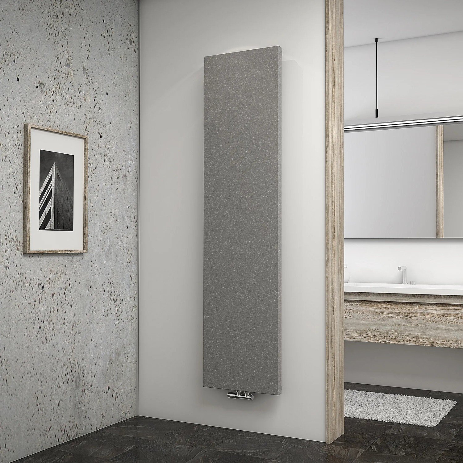 Schulte Design-Heizkörper New York mit Mittenanschluss 771 W Reflex Grau