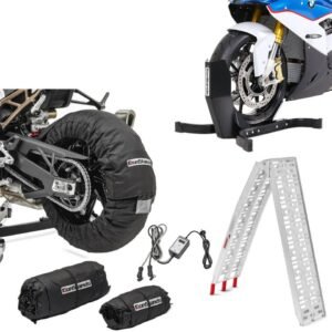 ConStands Motorradheber Set: Reifenwärmer Set Snaefell 30-99°C Digital passend für Vorderrad u